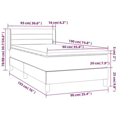 vidaXL Boxspring met matras stof donkergrijs 90x190 cm