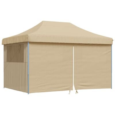 vidaXL Partytent inklapbaar pop-up met 4 zijwanden beige