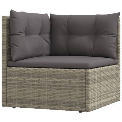 vidaXL 4-delige Loungeset met kussens poly rattan grijs