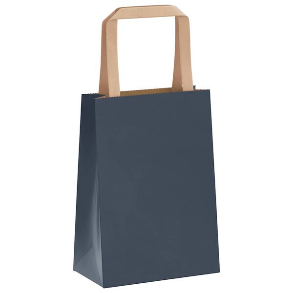 vidaXL Papieren zakken 250 st met hengsels 15x8x21 cm blauw