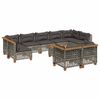 vidaXL 10-delige Loungeset met kussens poly rattan grijs