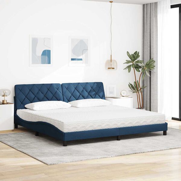 vidaXL Bed met matras stof blauw 200x200 cm