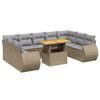 vidaXL 10-delige Loungeset met kussens poly rattan beige
