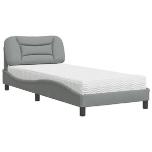 vidaXL Bed met matras "Hvar" stof lichtgrijs 80x200 cm