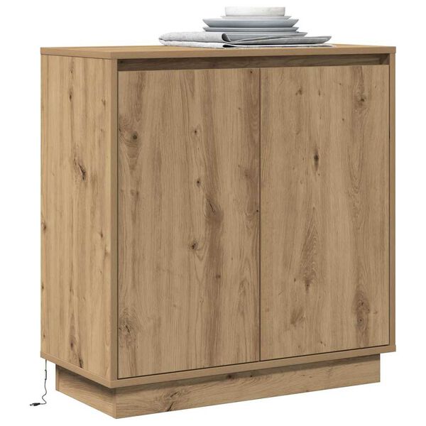 vidaXL LED Sideboard Artisan Eiken 71 x 34,5 x 75 cm Bewerkt hout