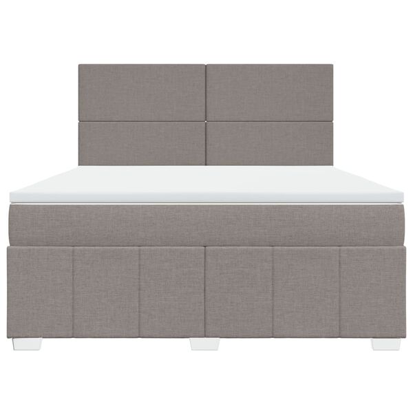 vidaXL Boxspring met matras stof taupe 180x200 cm