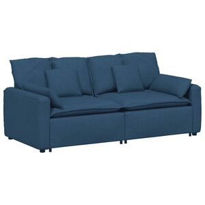 vidaXL Modulaire bank met kussens blauw