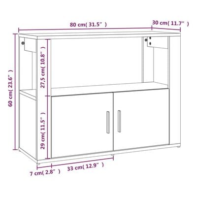 vidaXL Dressoir 80x30x60 cm bewerkt hout sonoma eikenkleurig