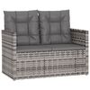 vidaXL Tuinbank met kussens 105 cm poly rattan grijs