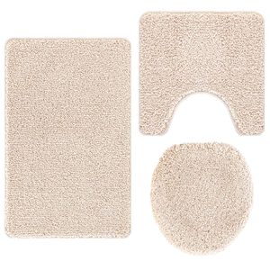 vidaXL Antislip Badmat Set 3 st Cr&egrave;me 50 x 80 cm PP