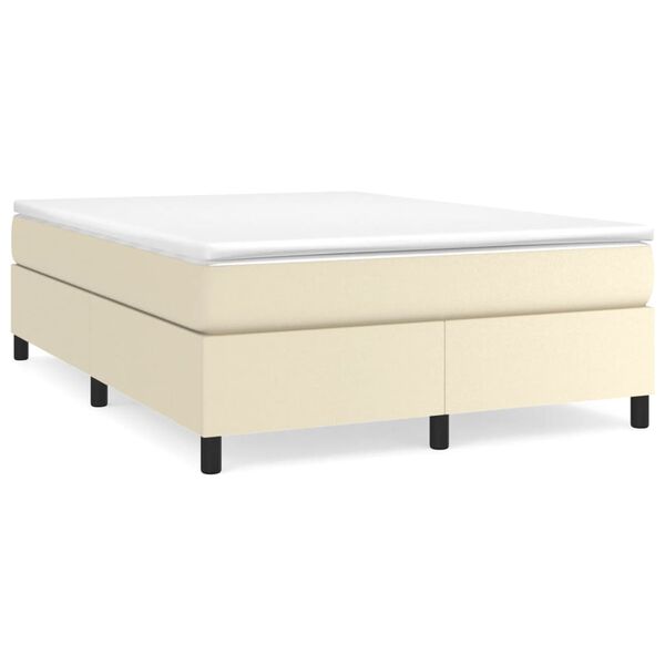 vidaXL Boxspring bed kunstleer cr&egrave;mekleurig 140x190 cm