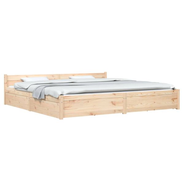 vidaXL Bedframe met lades wit 180x200 cm Super King Size