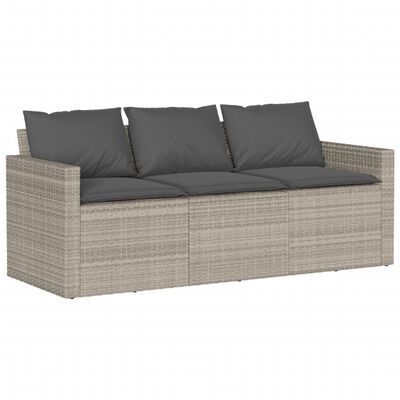 vidaXL 6-delige Loungeset met kussens poly rattan lichtgrijs