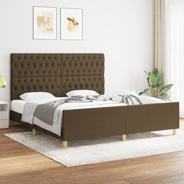 vidaXL Bedframe zonder matras stof donkerbruin 180x200 cm