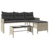 vidaXL Tuinbank met tafel en kussens L-vormig poly rattan lichtgrijs