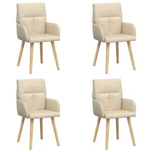 vidaXL Eettafelstoelen 4 st Stof Cr&egrave;mekleurig 60 x 56 x 96 cm
