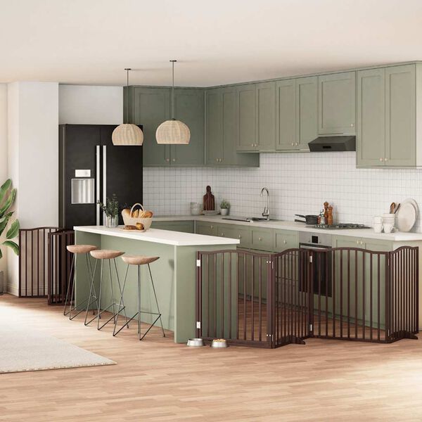 vidaXL Hondenhek inklapbaar 12 panelen 960 cm populierenhout bruin