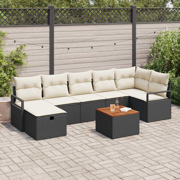 vidaXL Tuin Sofa Set met kussen met opslag 8 pcs Zwart Poly riet