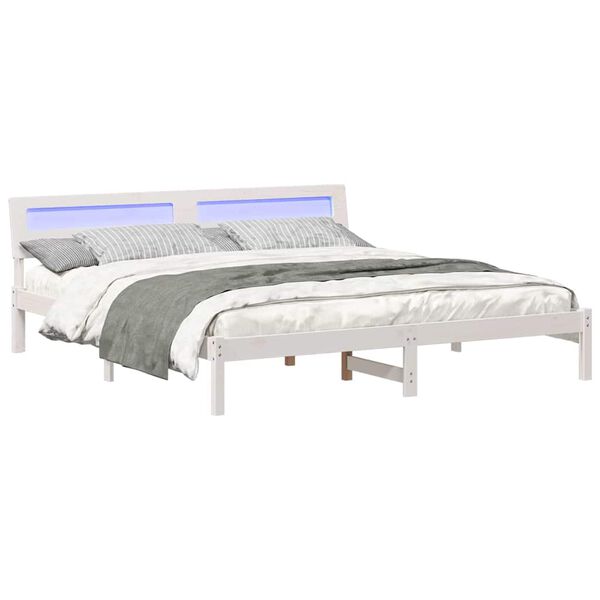 vidaXL Bedframe met hoofdeinde Wit 180 x 200 cm Massief grenenhout
