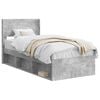 vidaXL Bedframe met opbergruimte en hoofdbord Betongrijs 100 x 200 cm