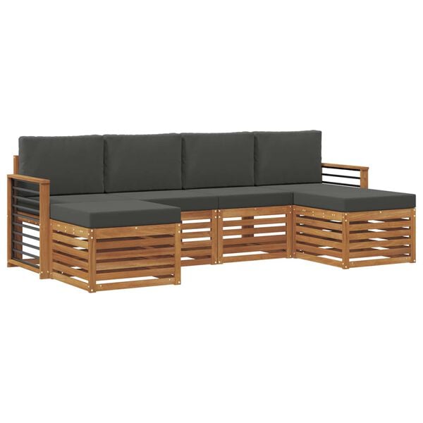 vidaXL Sofa-Sets 6 pcs Natuurlijk en Antraciet Massief Acaciahout
