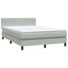 vidaXL Boxspring met matras en LED fluweel lichtgrijs 140x220 cm