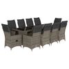 vidaXL 11-delige Bistroset met kussens poly rattan grijs