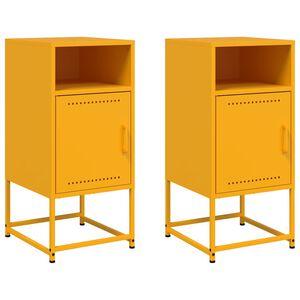 vidaXL Nachtkastjes 2 st 36x39x78 cm staal mosterdgeel