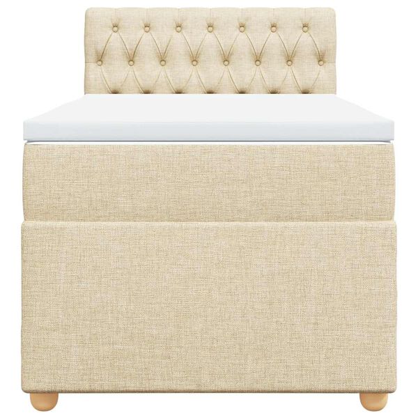 vidaXL Boxspring met matras stof cr&egrave;mekleurig 80x200 cm