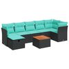 vidaXL 8-delige Loungeset met kussens poly rattan zwart