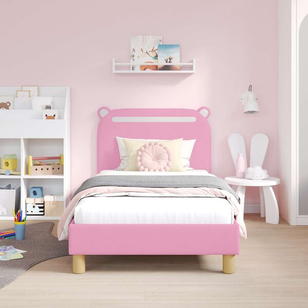 vidaXL Bedframe voor kinderen met hoofdbord Roze 80 x 160 cm Stof