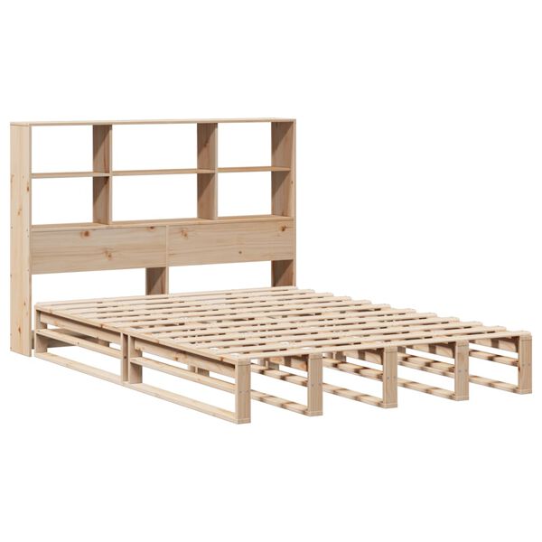 vidaXL Bed met boekenkast zonder matras massief hout 150x200 cm