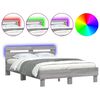 vidaXL Bedframe met hoofdeinde en LED grijs sonoma eiken 135x190 cm