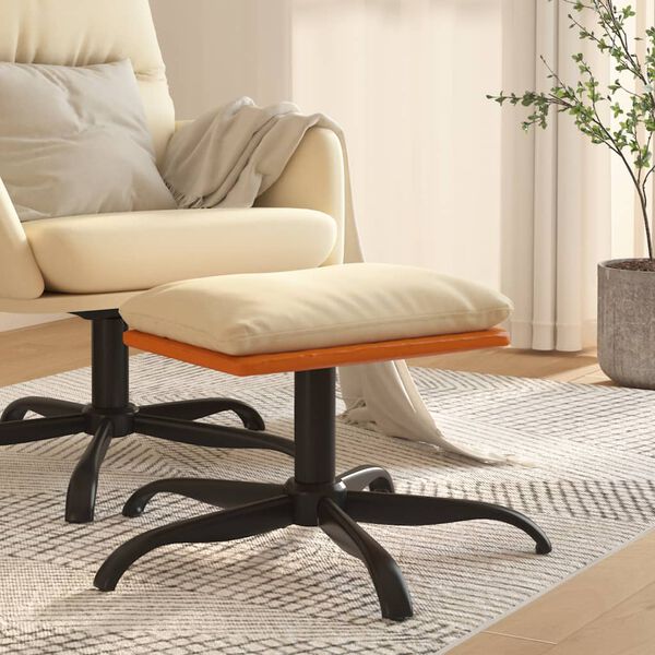 vidaXL Voetenbank 60x60x36 cm stof en kunstleer cr&egrave;mekleurig