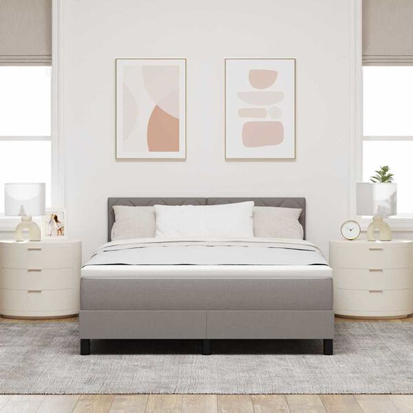 vidaXL Boxspringbed met matras met hoofdeinde Taupe 140 x 200 cm Stof