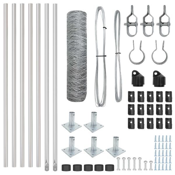 vidaXL Afrasteringspaal Zilver 10 x 0,4 m (50 mm mesh) Staal