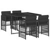 vidaXL 5-delige Tuinset met kussens poly rattan zwart