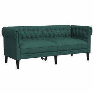 vidaXL Tweezitsbank Chesterfield-stijl stof donkergroen