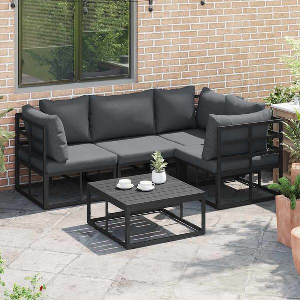 vidaXL Tuin Sofa Set met kussen 5 pcs Zwart Aluminium