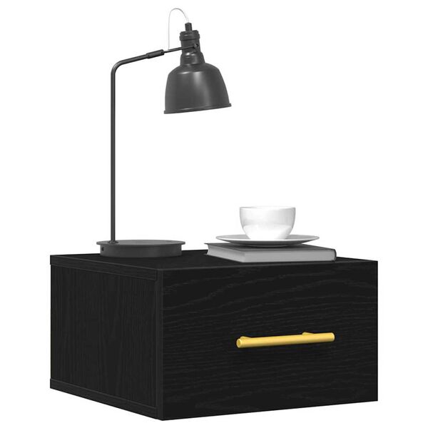 vidaXL Nachtkastje 2 pcs Zwart Eiken 35 x 35 x 20 cm Bewerkt hout