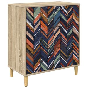 vidaXL Ladekast OMMEN Geometrische print 66 x 36,5 x 75 cm Sonoma