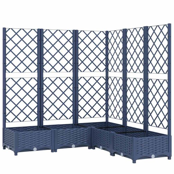 vidaXL Plantenbak met latwerk 120x120x121,5 cm polypropeen blauwgrijs