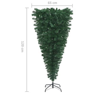 vidaXL Kunstkerstboom met verlichting en ballen ondersteboven 120 cm