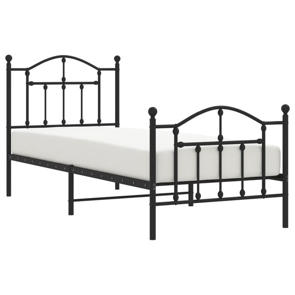 vidaXL Bedframe met hoofd- en voeteneinde metaal zwart 80x200 cm