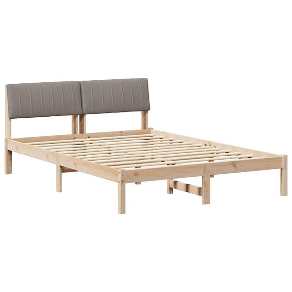 vidaXL Bedframe Bruin en taupe 135 x 190 cm Massief grenenhout