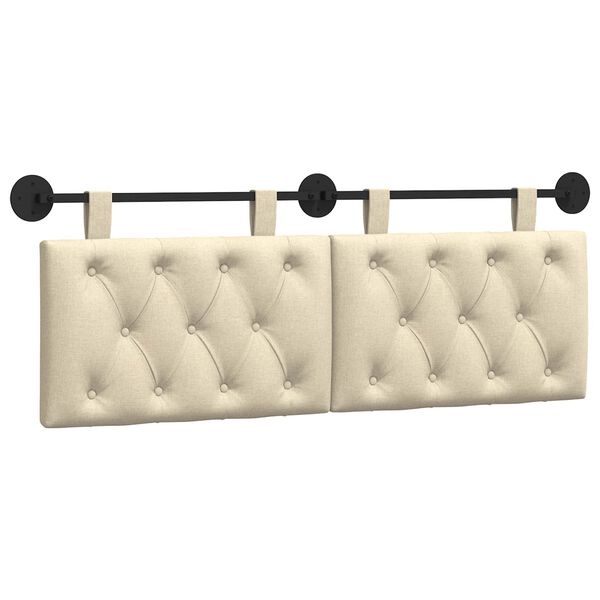 vidaXL Hangend Hoofdeinde Wandgemonteerd Cr&egrave;me 150 x 55 x 7 cm Stof