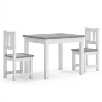 vidaXL 3-delige Kindertafel- en stoelenset MDF wit en grijs