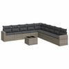 vidaXL 10-delige Loungeset met kussens poly rattan grijs