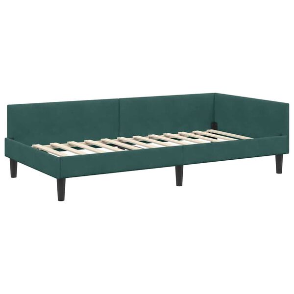 vidaXL Hoekbedframe Donkergroen 90 cm x 190 cm VelvetenPlywood