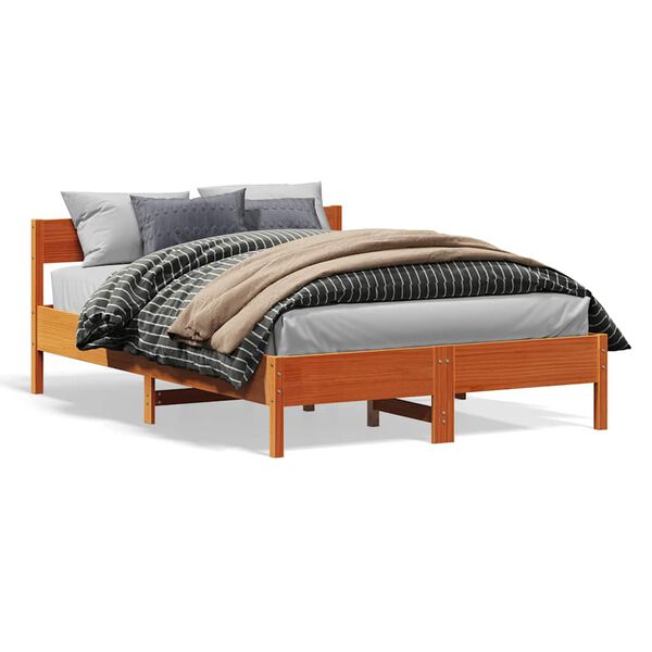 vidaXL Bedframe zonder matras massief grenenhout wasbruin 120x190 cm
